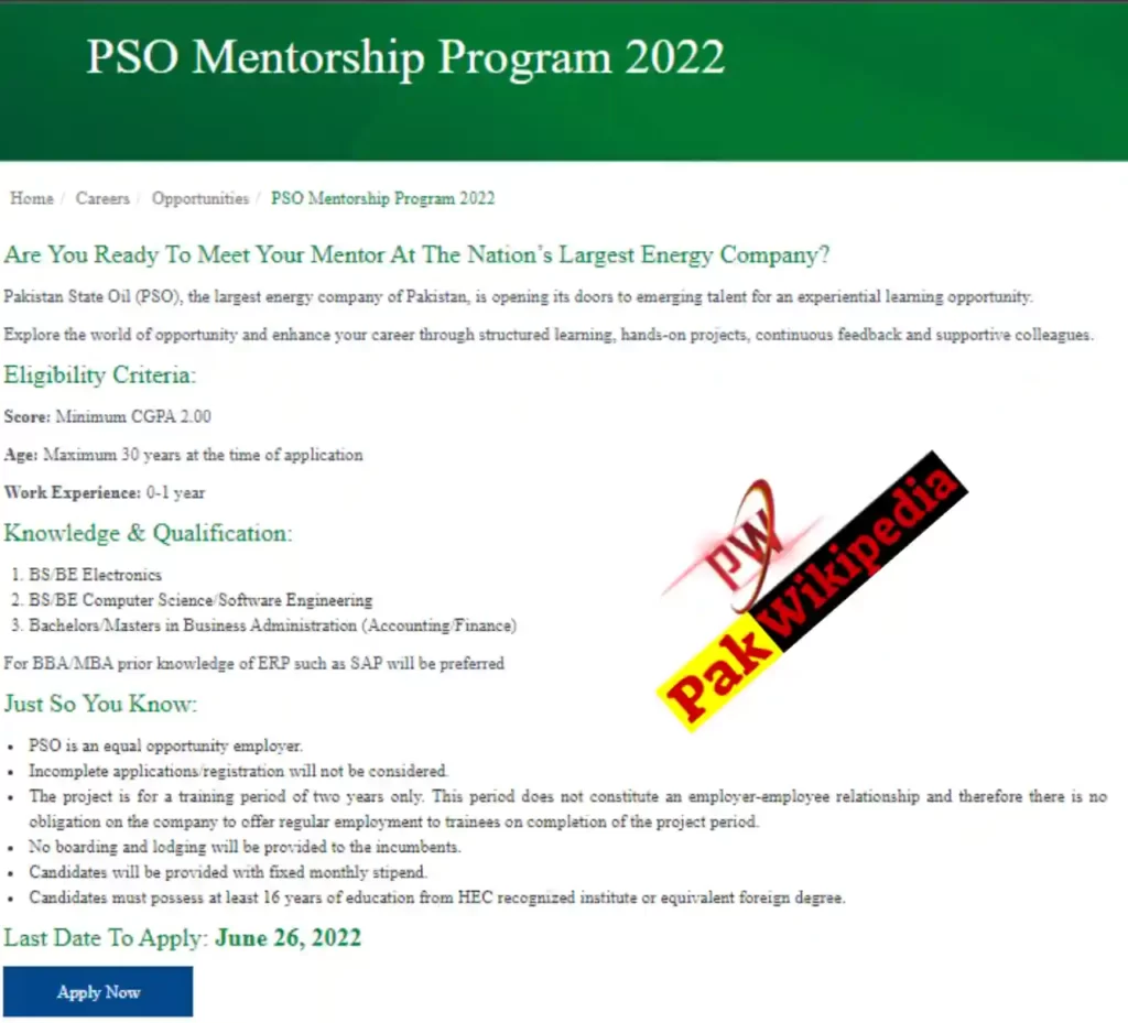 PSO Mentorship Program 2022 Online Apply 